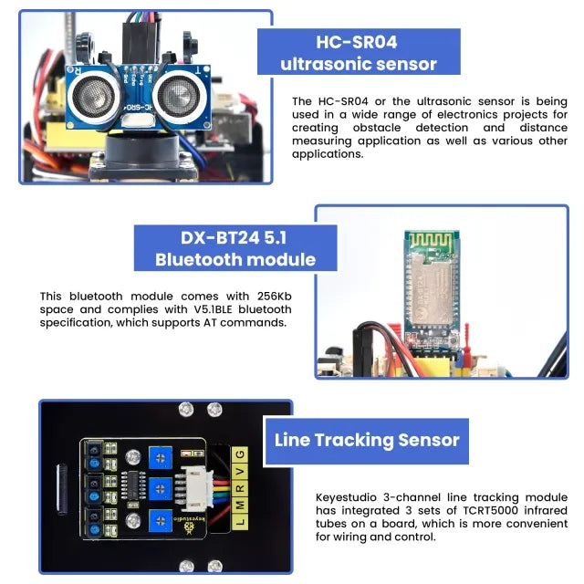 مجموعة أدوات DIY للسيارة الذكية متعددة الأغراض 4WD BT V2.0 متوافقة مع Arduino