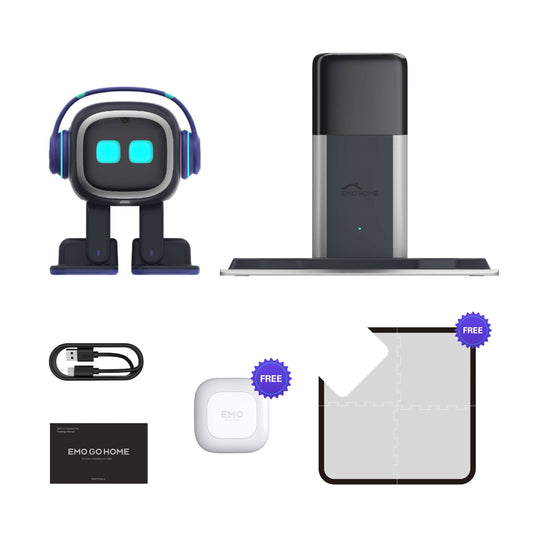 Advanced Emo Smart AI Desktop Robot Pet With Voice Control, 100+ Facial Expressions, Home Station & Skateboard Variations