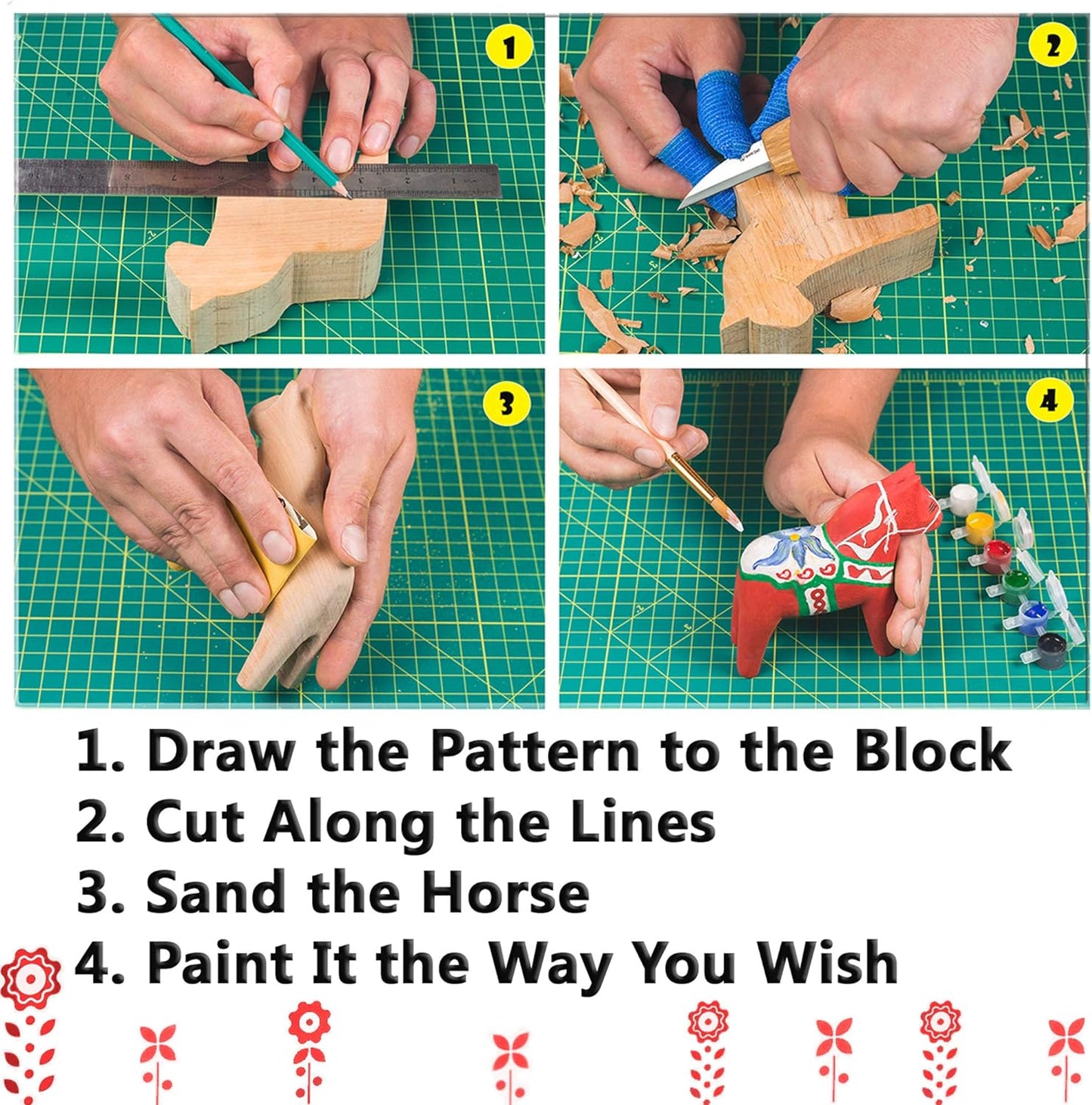 مجموعة نحت الخشب للمبتدئين - مجموعة DIY02 Dala Horse