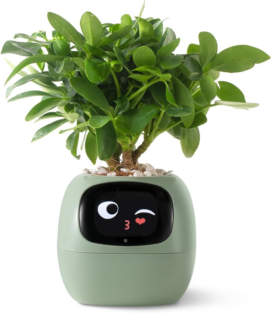 AI Smart Flowerpot with 7 Sensors and Multiple Expressions, Intelligent Pet Planter for Living Room, Plant-Free.