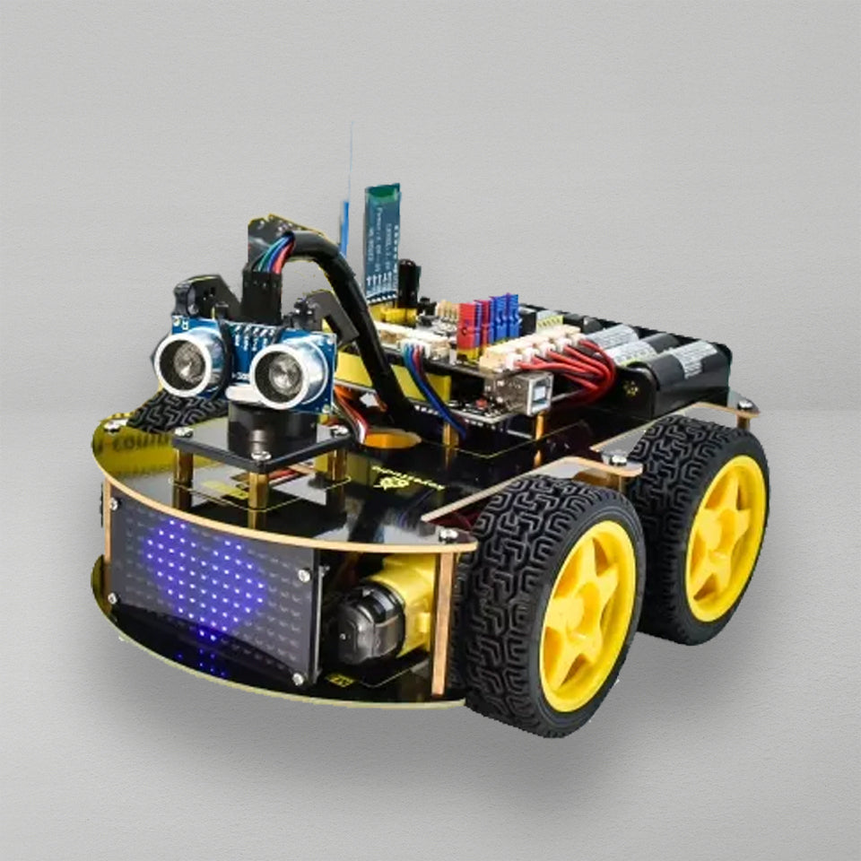 مجموعة أدوات DIY للسيارة الذكية متعددة الأغراض 4WD BT V2.0 متوافقة مع Arduino