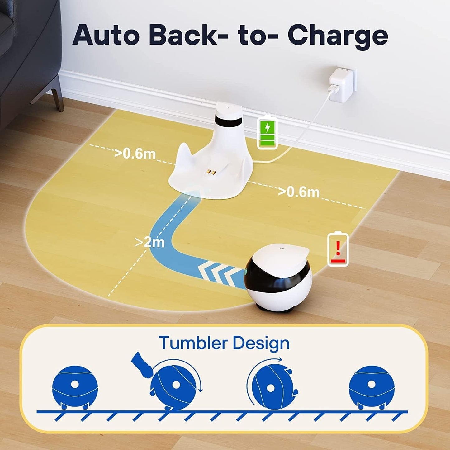 Enabot EBO SE Smart Pet Robot Camera with Wheels – 1080P HD Indoor Security Cam, Auto Patrol, Two-Way Audio, Night Vision