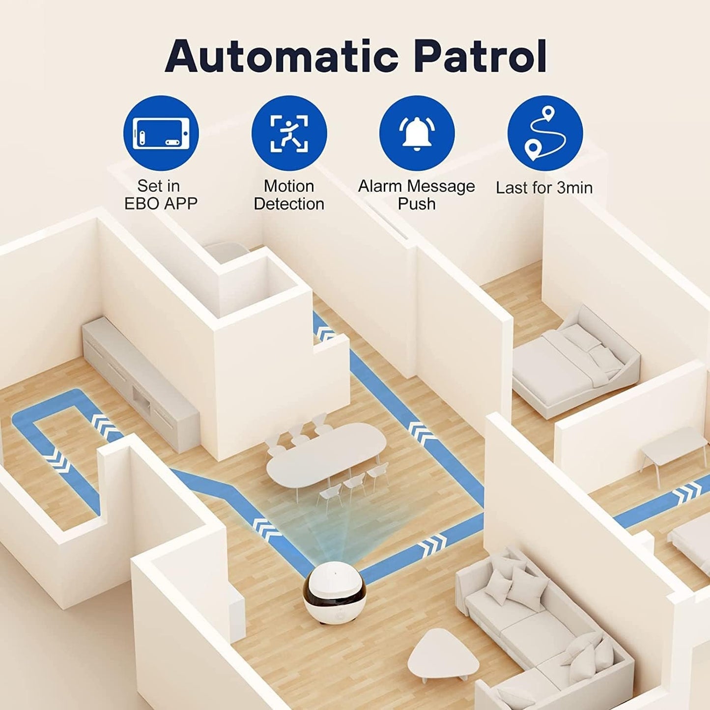 Enabot EBO SE Smart Pet Robot Camera with Wheels – 1080P HD Indoor Security Cam, Auto Patrol, Two-Way Audio, Night Vision