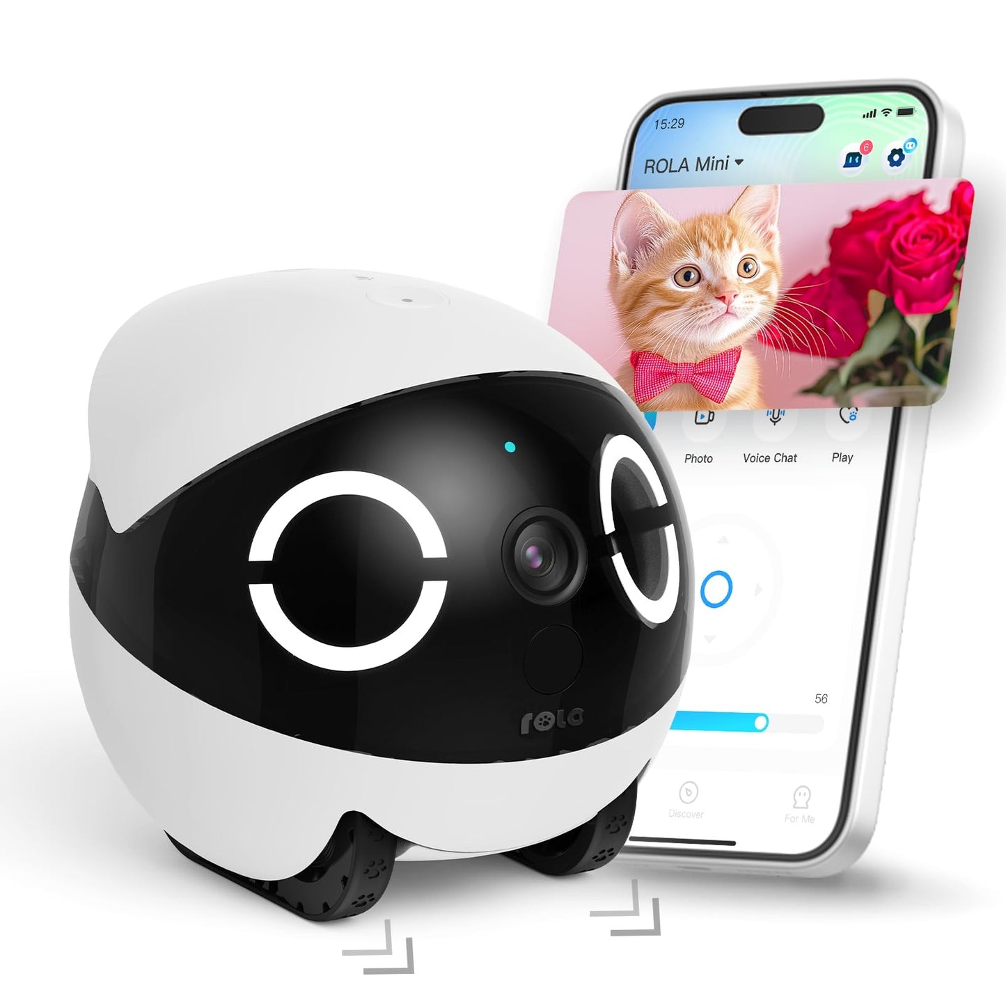Enabot EBO ROLA Mini 2K Robot Pet Camera: Mobile Robot Pet Camera with App, Touch Call, 2-Way Audio, IR Night Vision, Motion and Video Detector