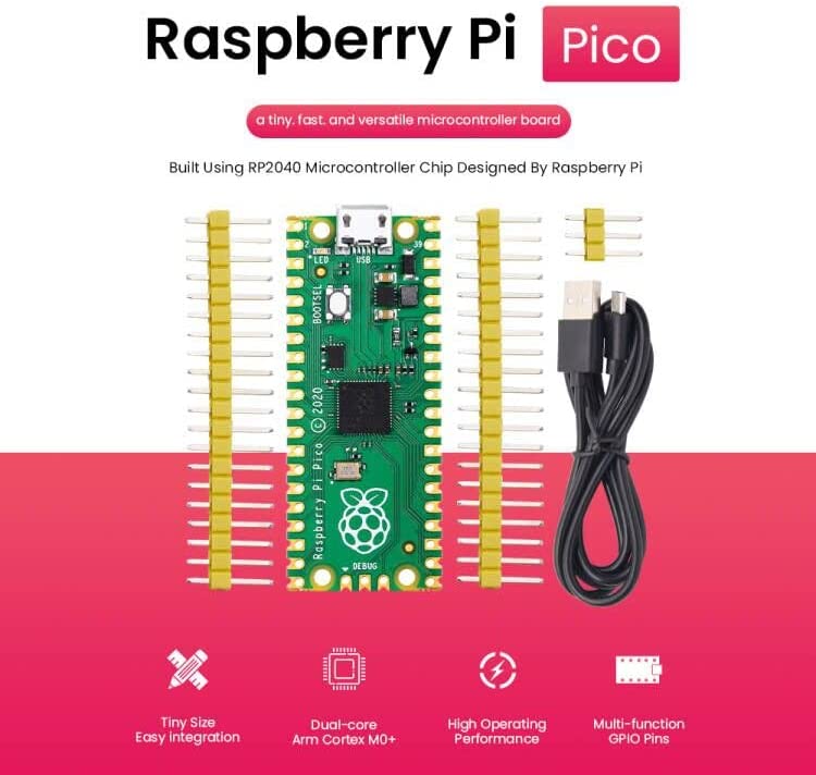 مجموعة أدوات بدء Raspberry Pi Pico الأساسية مع موصلات وكابل micro USB