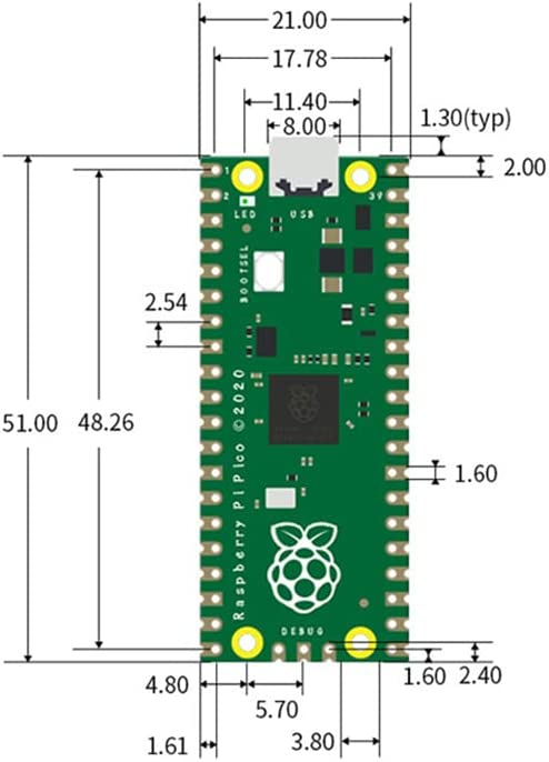 مجموعة أدوات بدء Raspberry Pi Pico الأساسية مع موصلات وكابل micro USB
