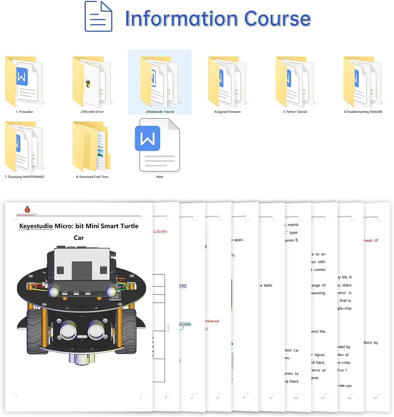 سيارة السلحفاة الذكية الصغيرة من Micro:bit (اللوحة والبطارية غير متضمنة)