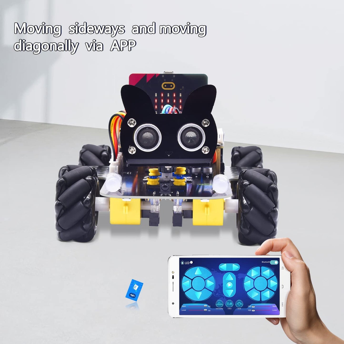 مجموعة سيارة روبوتية Micro:bit V2 4WD Mecanum (بدون بطارية)