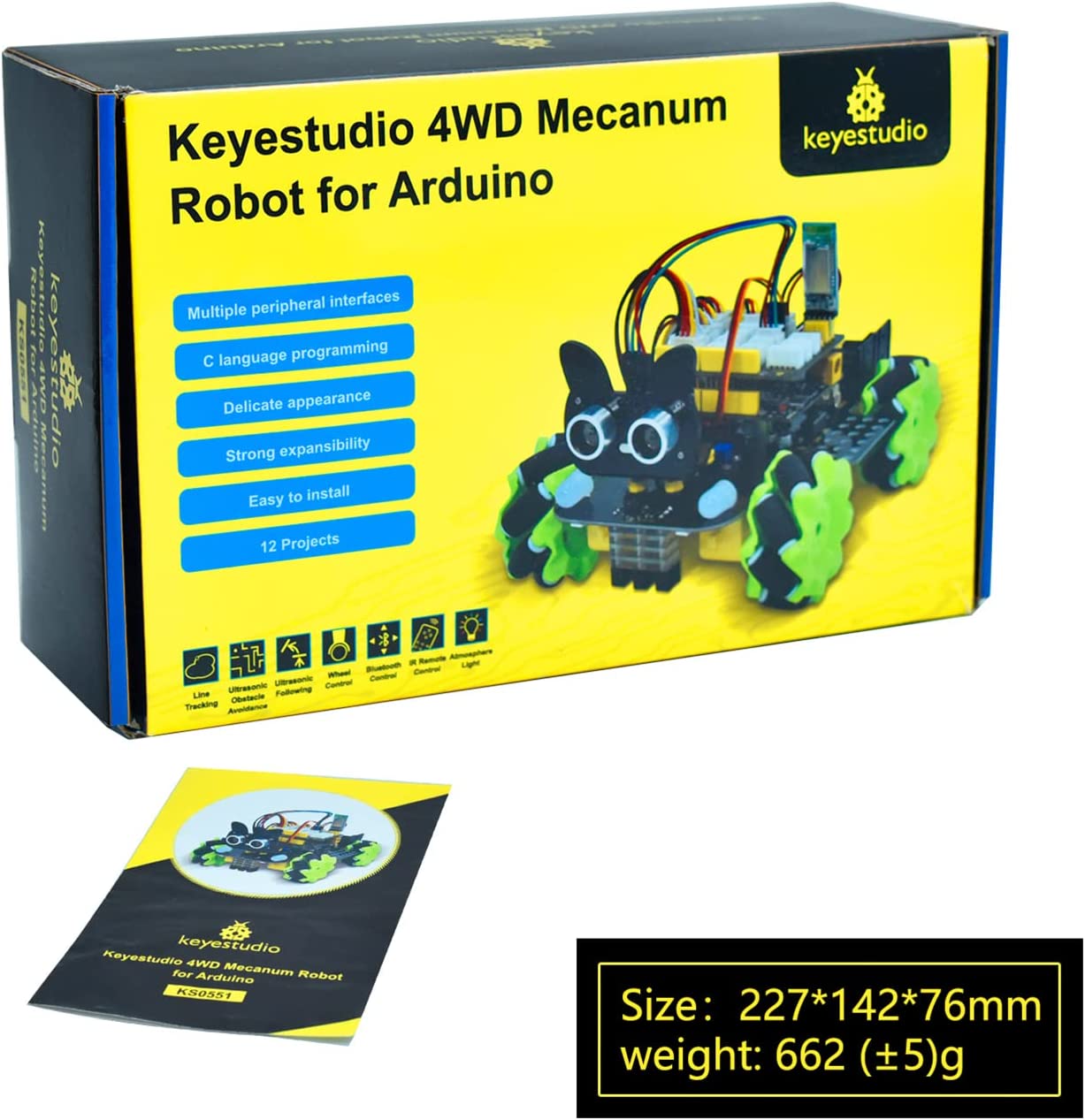 4WD Mecanum Robot Car Kit - Ultrasonic, Bluetooth & IR Control
