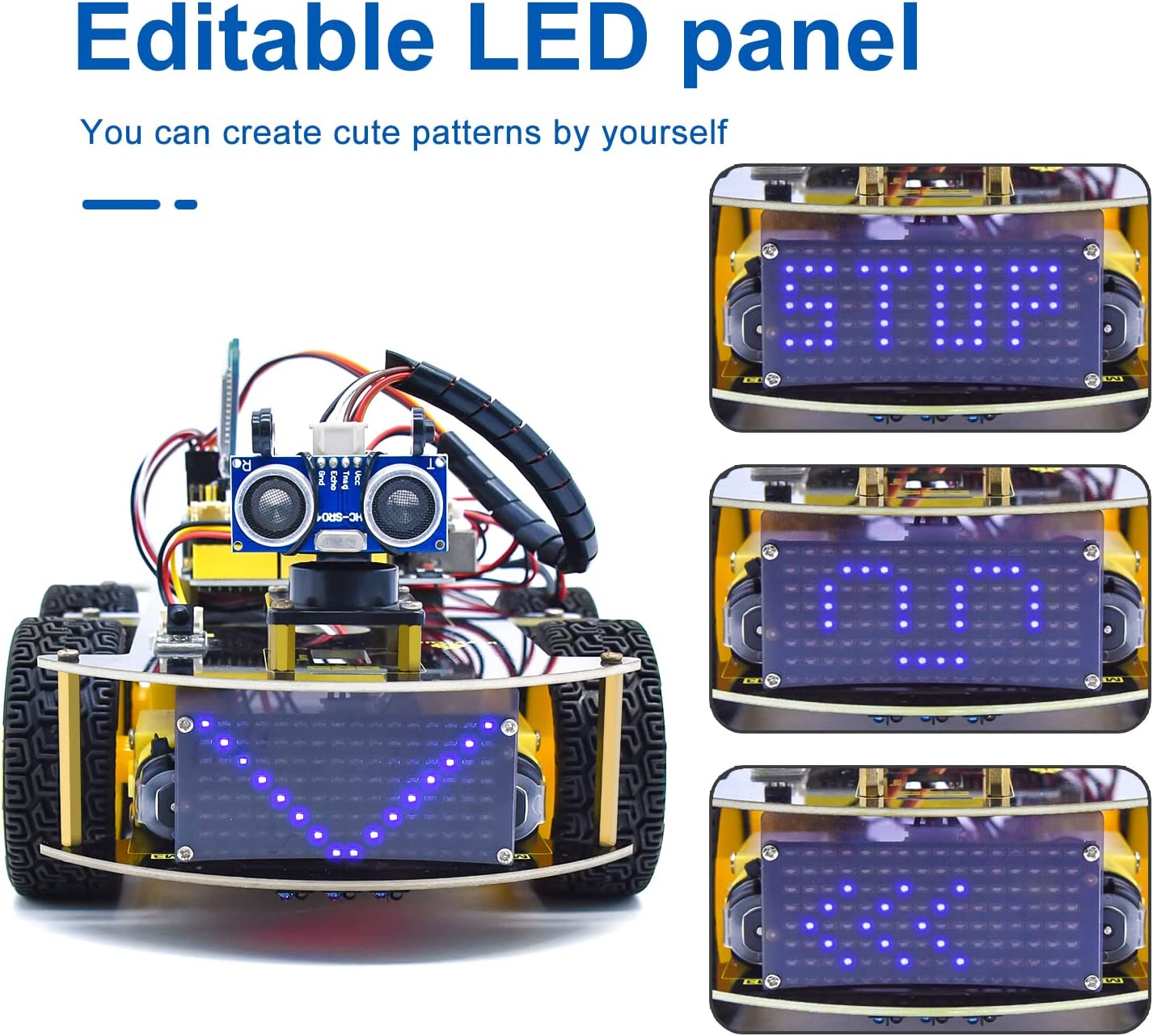 Arduino Smart 4WD Car Robot with Editable LED panel and Sensors KS0470