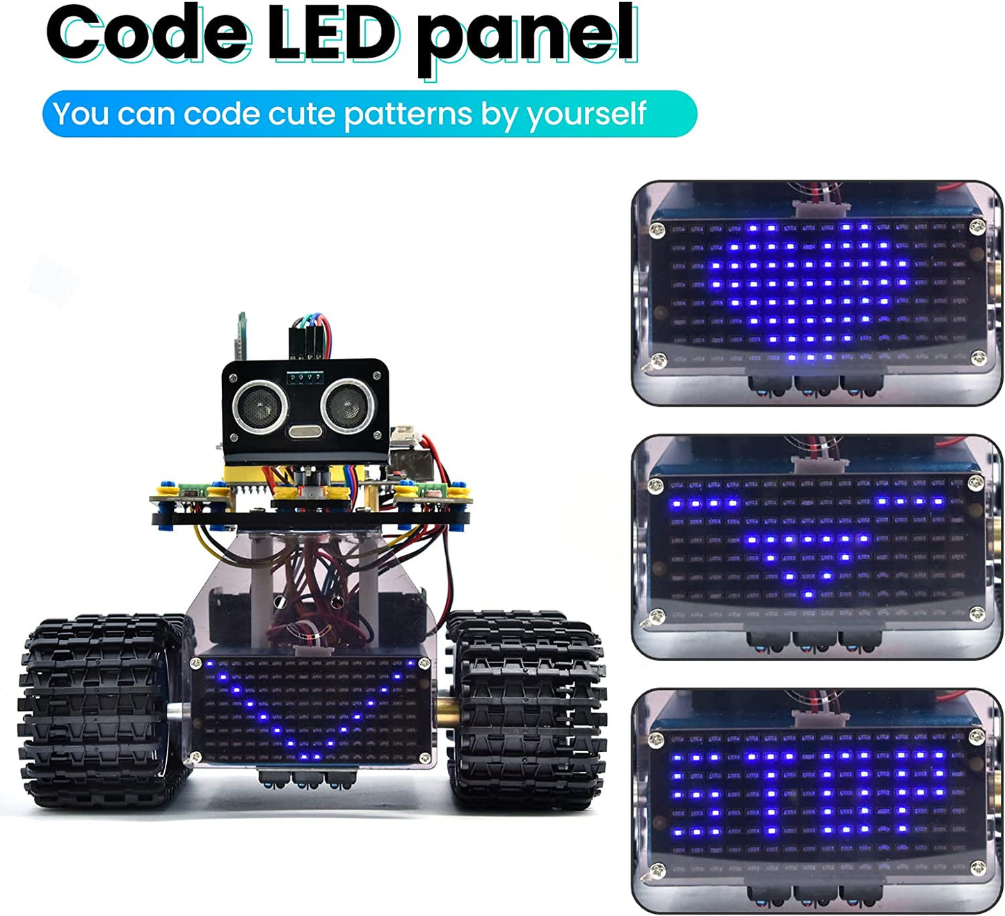 روبوت دبابة كاتربيلر صغير V3 مع لوحة LED قابلة للبرمجة