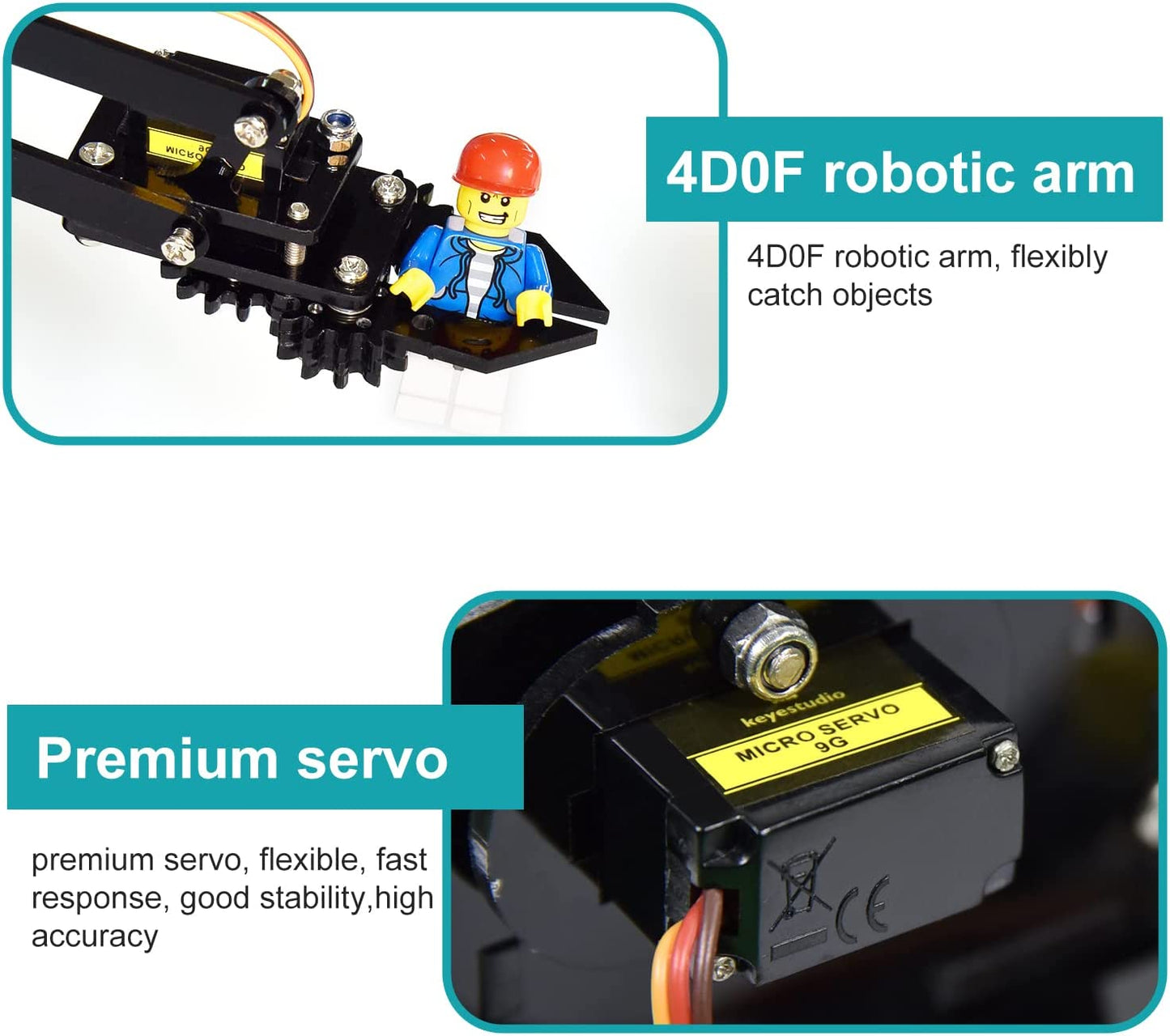 طقم ذراع روبوت 4DOF DIY لـ Arduino مع وحدة Bluetooth HC-06