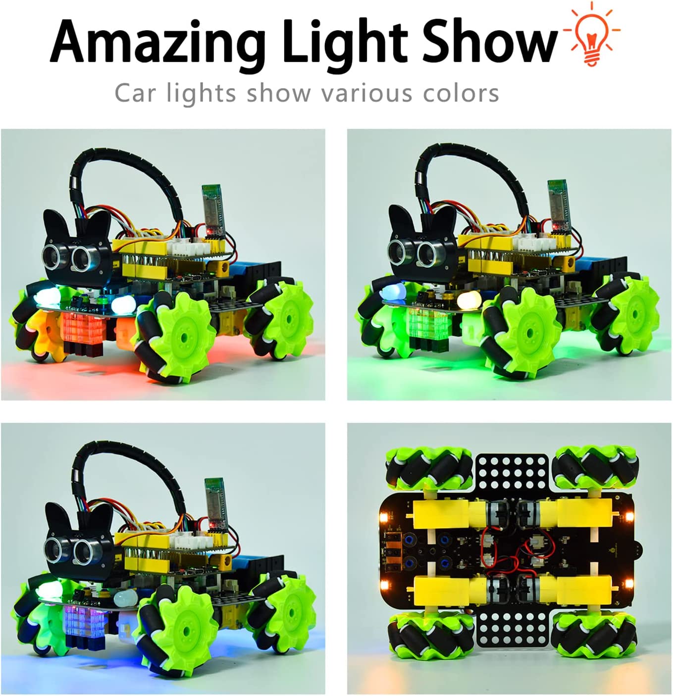 4WD Mecanum Robot Car Kit - Ultrasonic, Bluetooth & IR Control