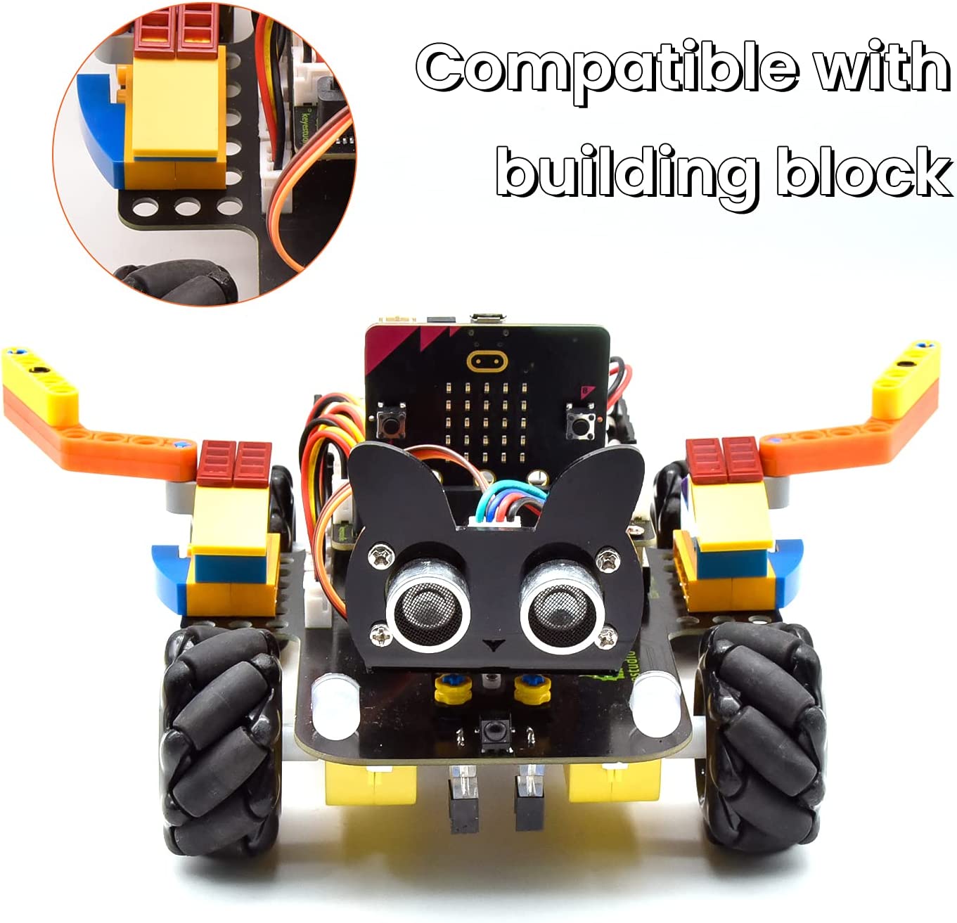 مجموعة سيارة روبوتية Micro:bit V2 4WD Mecanum (بدون بطارية)