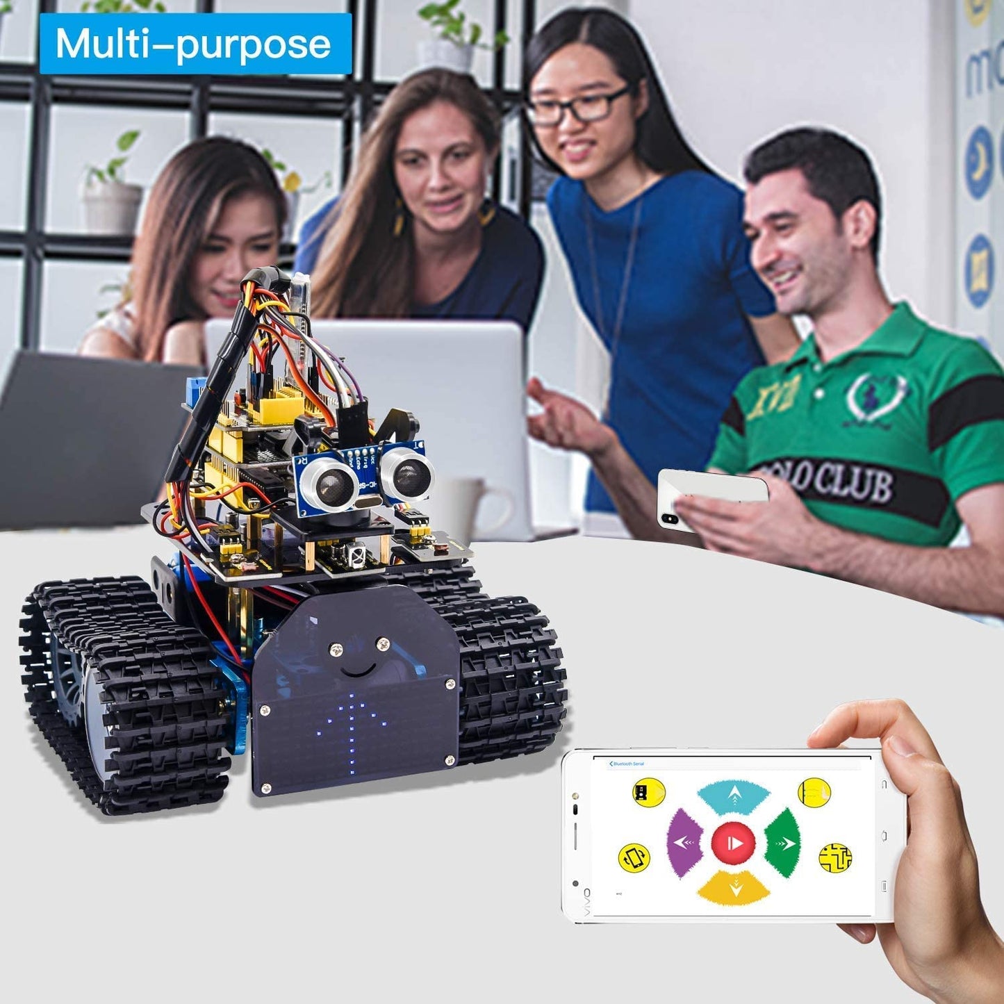 Mini Tank Robot Upgrade V2 with Bluetooth App for IOS and Android KS0428