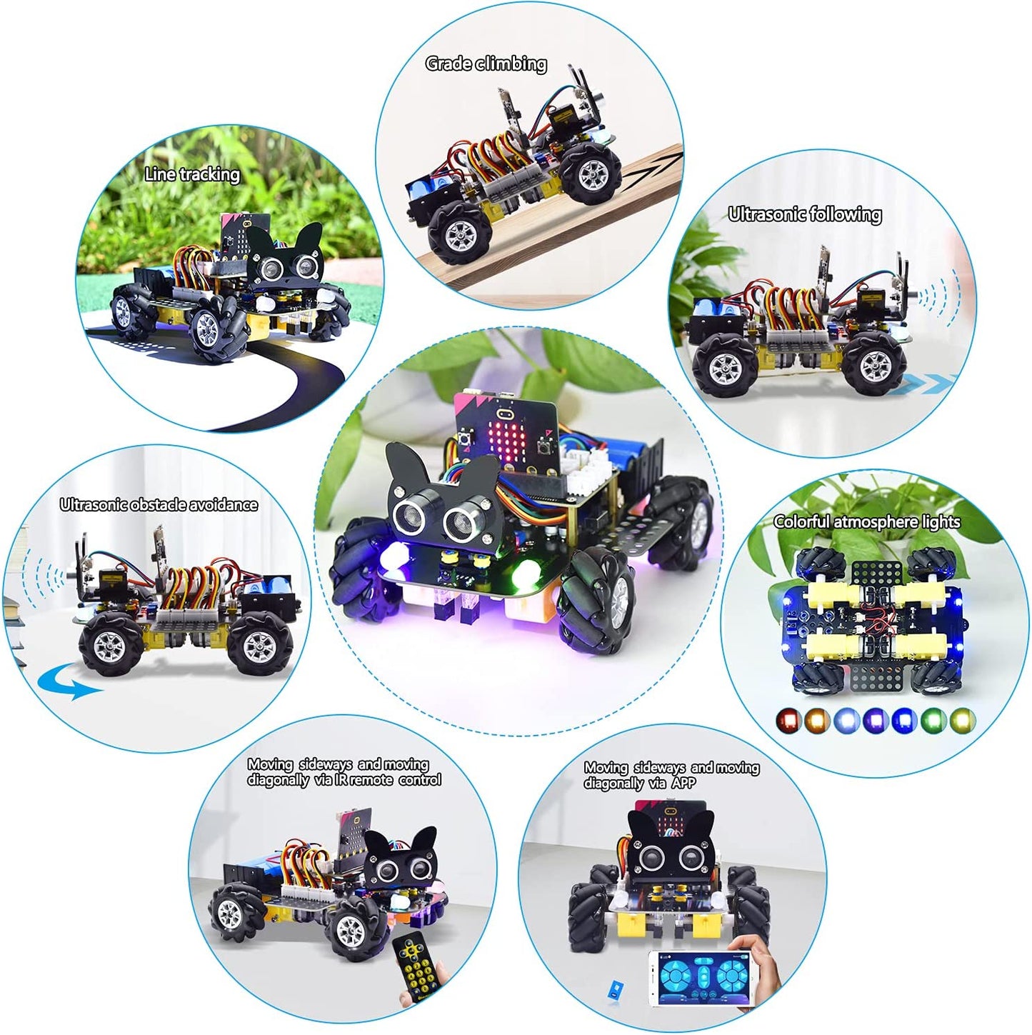 مجموعة سيارة روبوتية Micro:bit V2 4WD Mecanum (بدون بطارية)