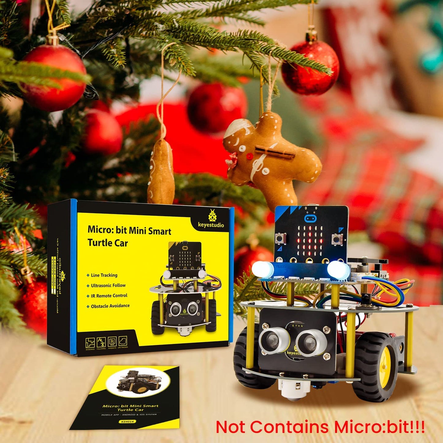 سيارة السلحفاة الذكية الصغيرة من Micro:bit (اللوحة والبطارية غير متضمنة)