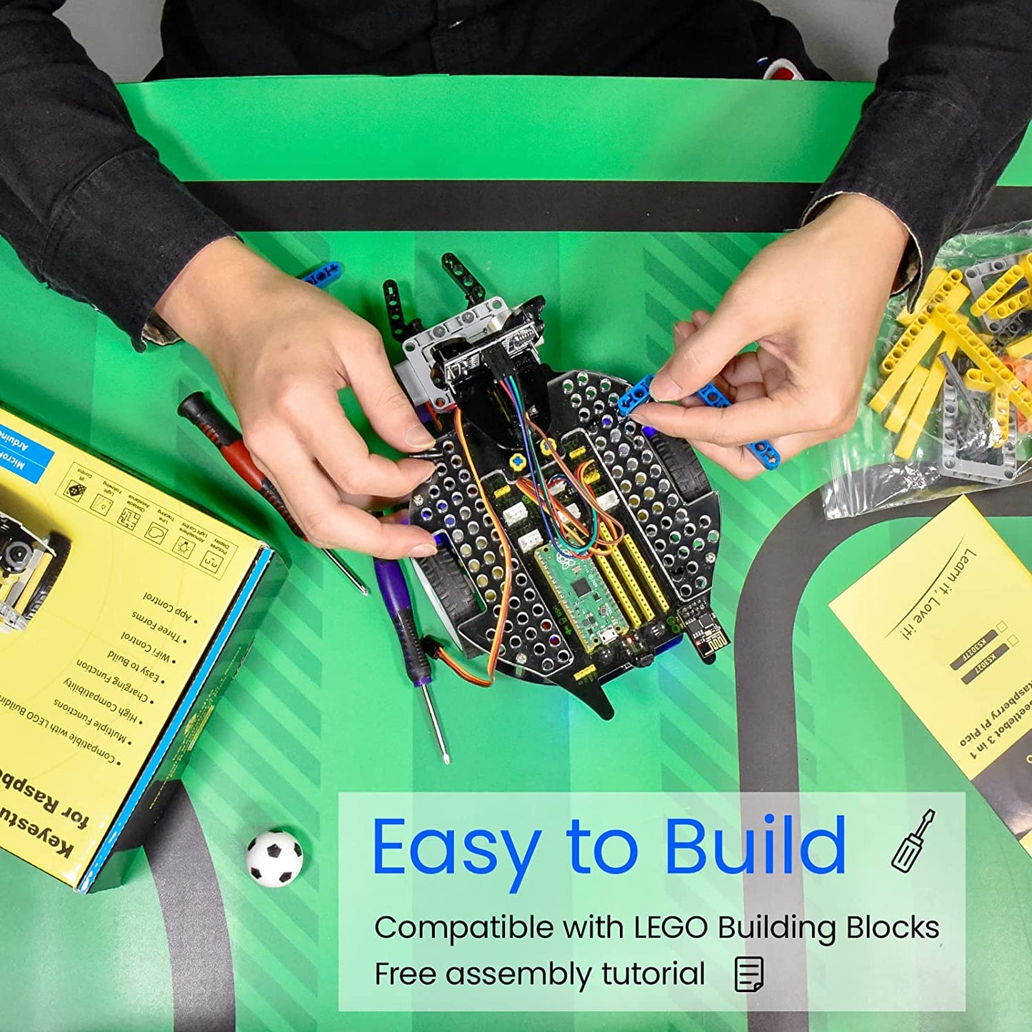 مجموعة بدء تشغيل سيارة روبوت Beetlebot 3 في 1 مع لوحة Raspberry Pi Pico