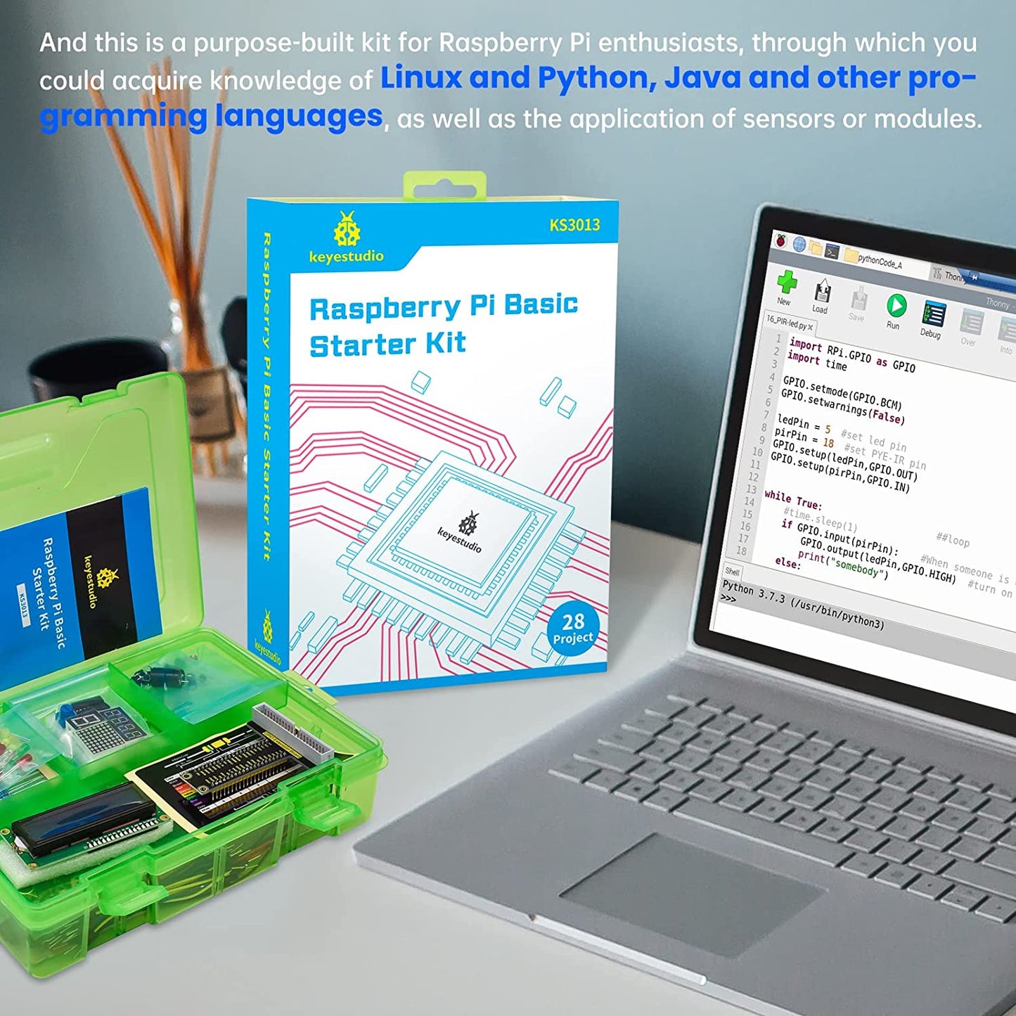 مجموعة البدء الأساسية 1 لـ Raspberry Pi (لوحة Raspberry Pi غير متضمنة) KS3013