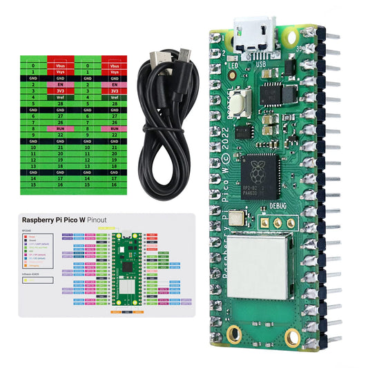 لوحة تطوير Raspberry Pi Pico لوحة متحكم دقيقة RP2040 Cortex-M0+ معالج ARM ثنائي النواة مع رأس دبوس ملحوم لأسفل + كابل USB