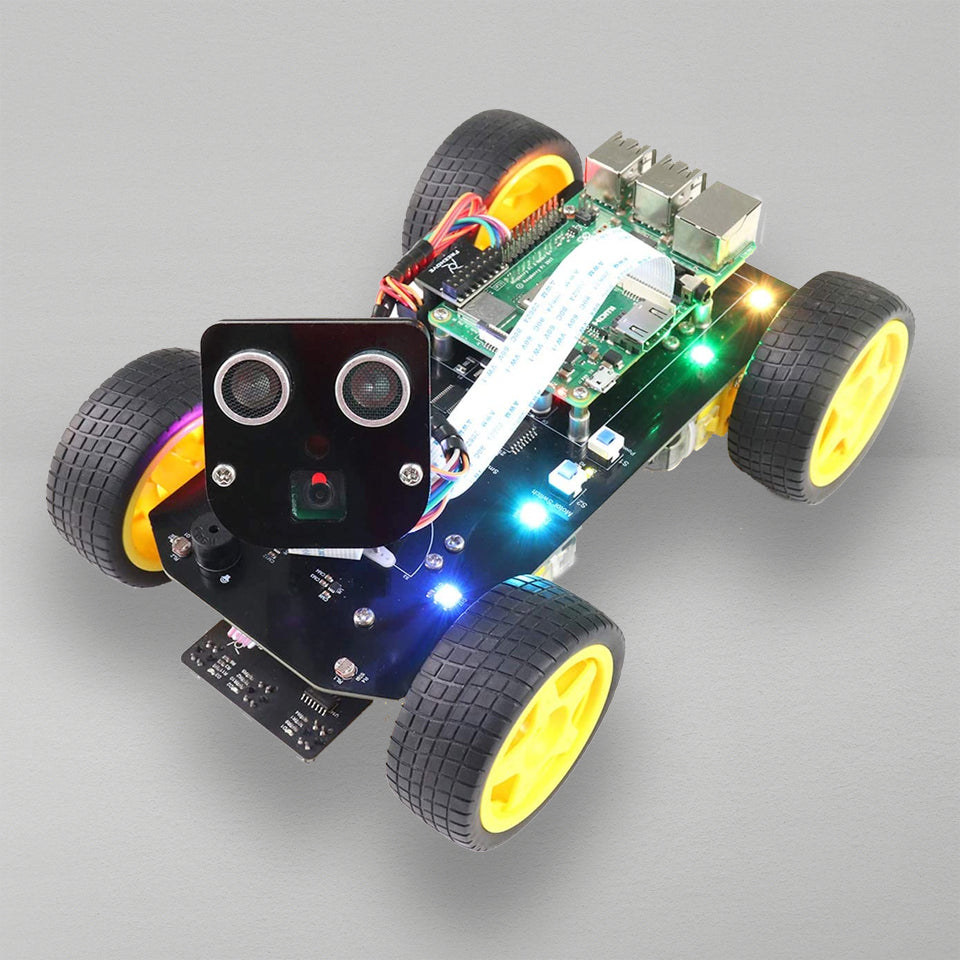 مجموعة سيارة ذكية رباعية الدفع متوافقة مع Raspberry Pi (اللوحة غير متضمنة)