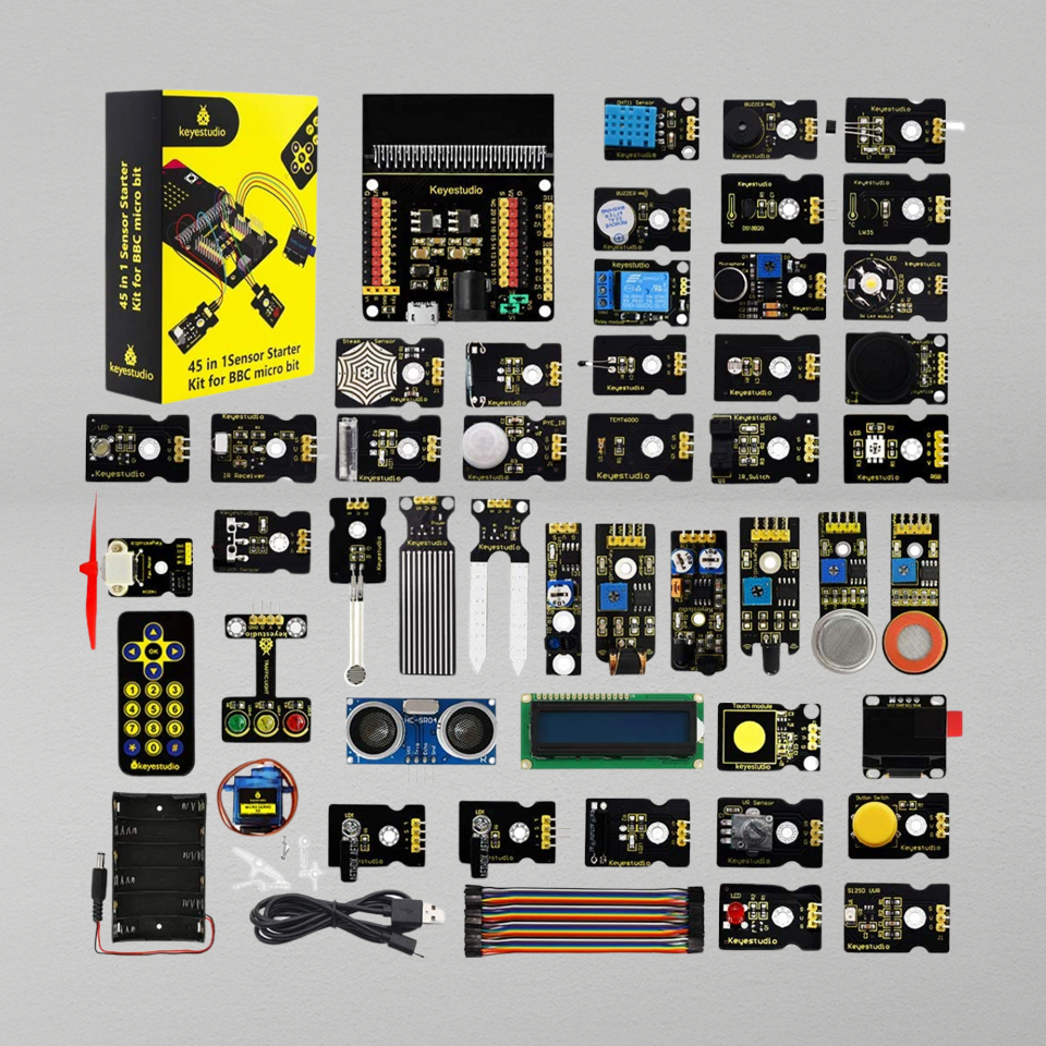 مجموعة أدوات بدء تشغيل مكونة من 45 مستشعرًا لجهاز BBC Microbit (بدون لوحة Microbit)