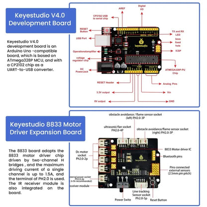 مجموعة أدوات DIY للسيارة الذكية متعددة الأغراض 4WD BT V2.0 متوافقة مع Arduino