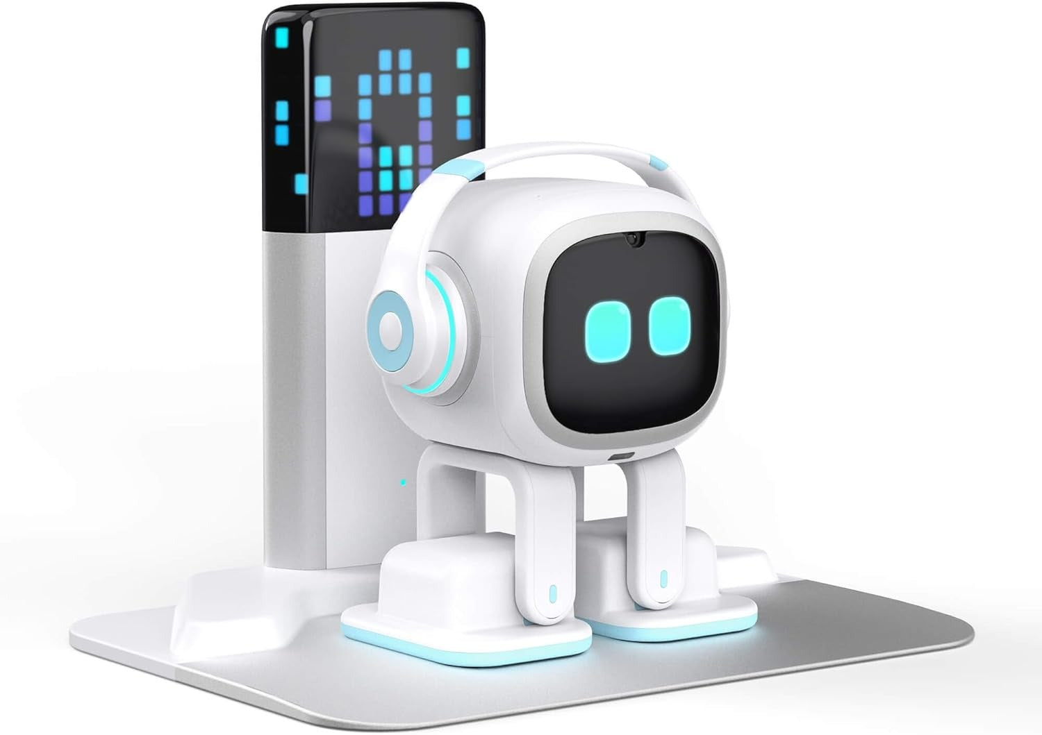 EMO Go Home – White Color | Smart AI Desktop Pet Robot with Charging Home Station | Voice & Face Recognition | Interactive Robot Companion for Desk | Limited Edition White EMO AI Robot
