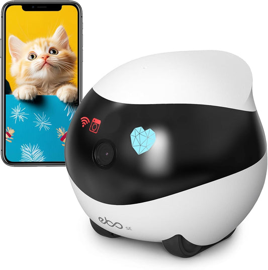 Enabot EBO SE Smart Pet Robot Camera with Wheels – 1080P HD Indoor Security Cam, Auto Patrol, Two-Way Audio, Night Vision