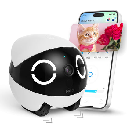 Enabot EBO ROLA Mini 2K Robot Pet Camera: Mobile Robot Pet Camera with App, Touch Call, 2-Way Audio, IR Night Vision, Motion and Video Detector