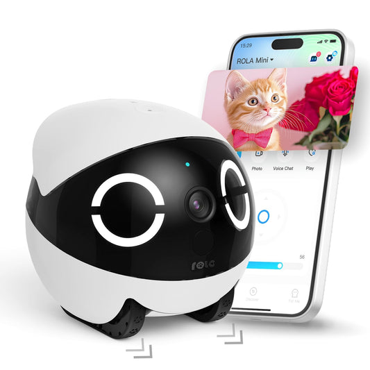 Enabot EBO ROLA Mini 2K Robot Pet Camera: Mobile Robot Pet Camera with App, Touch Call, 2-Way Audio, IR Night Vision, Motion and Video Detector