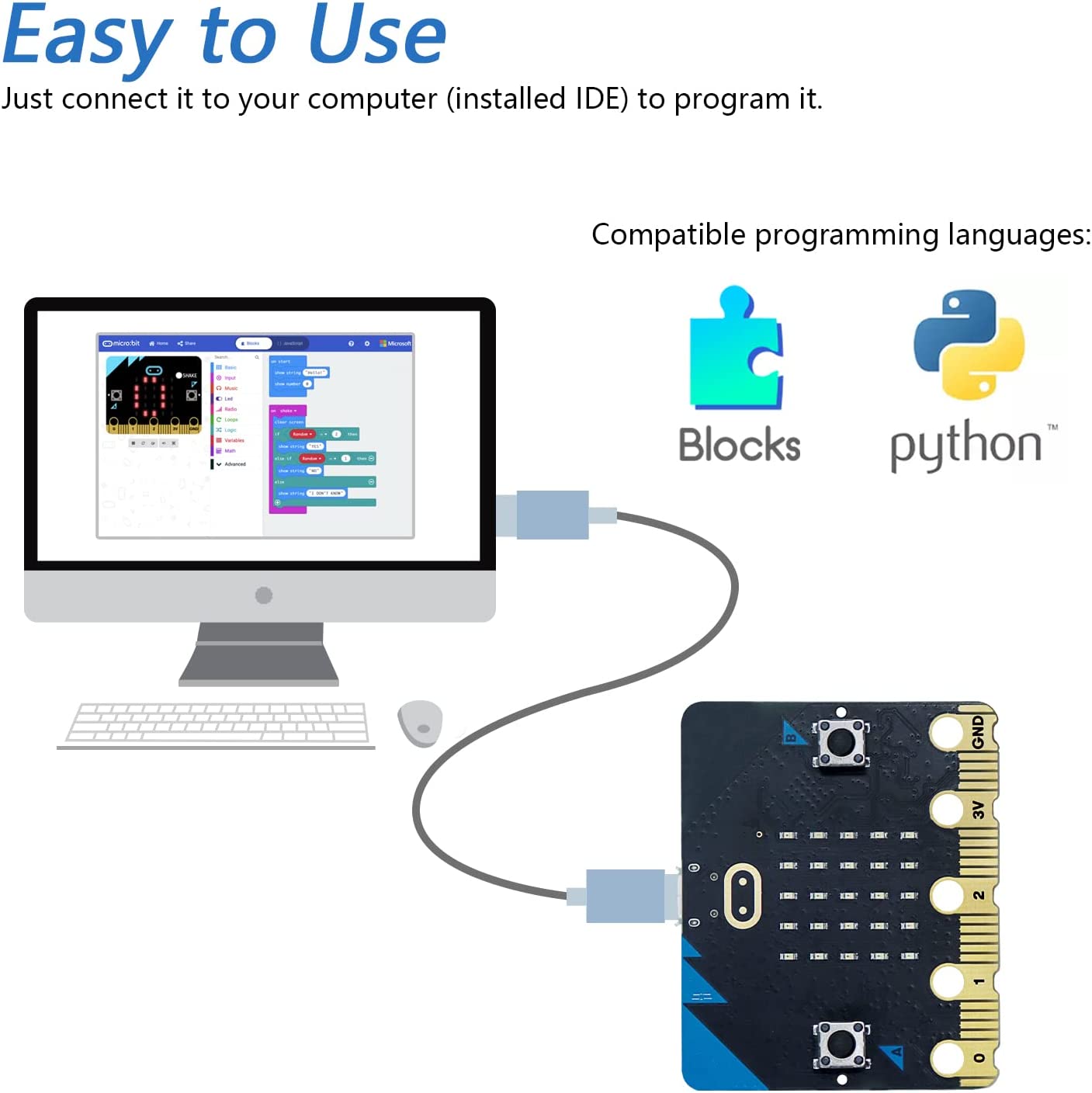 لوحة تطوير BBC Micro:bit V2 مع التعليمات البرمجية النموذجية والبرنامج التعليمي