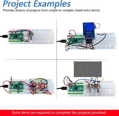 لوحة تطوير Raspberry Pi Pico لوحة متحكم دقيقة RP2040 Cortex-M0+ معالج ARM ثنائي النواة مع رأس دبوس ملحوم لأسفل + كابل USB