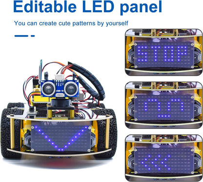 Arduino Smart 4WD Car Robot with Editable LED panel and Sensors KS0470