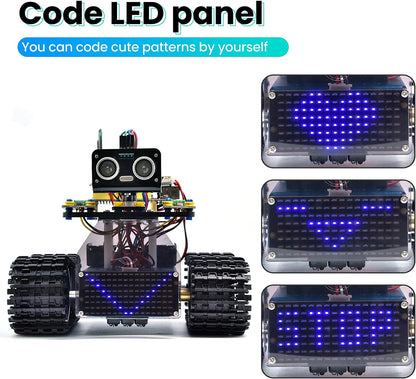 روبوت دبابة كاتربيلر صغير V3 مع لوحة LED قابلة للبرمجة
