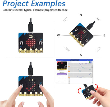 لوحة تطوير BBC Micro:bit V2 مع التعليمات البرمجية النموذجية والبرنامج التعليمي