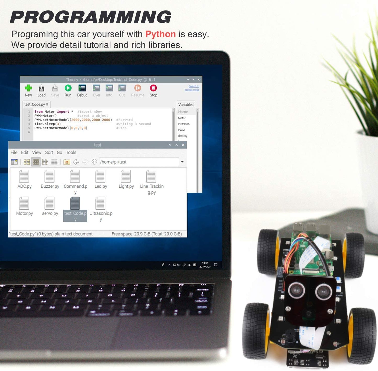 4WD Smart Car Kit Compatible with Raspberry Pi (Board not Included)