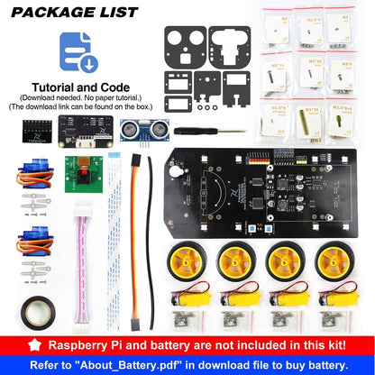 4WD Smart Car Kit Compatible with Raspberry Pi (Board not Included)