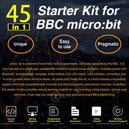 مجموعة أدوات بدء تشغيل مكونة من 45 مستشعرًا لجهاز BBC Microbit (بدون لوحة Microbit)